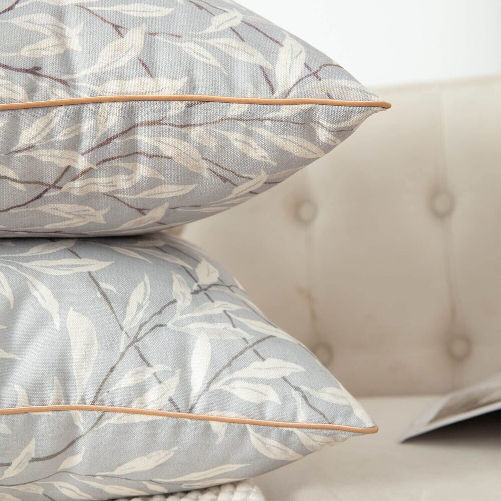 5008 18 x 18 Inch Country Rustic Grey Leaves Pattern Throw Pillowcases - Picture 4 of 9